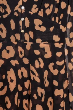 Quiz Black Chiffon Animal Print Skater Dress