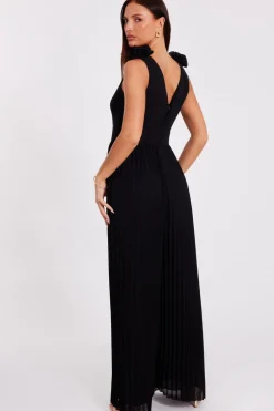Quiz Black Chiffon Pleated Jumpsuit