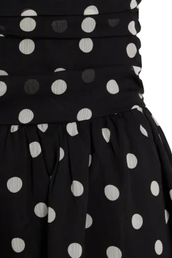 Quiz Chiffon Polka Dot Midi Dress Black New