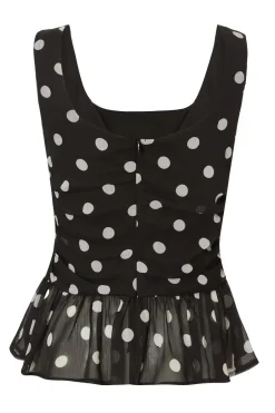 Quiz Black Chiffon Polka Dot Top Clearance