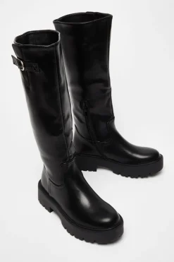 Quiz Black Chunky Knee High Boots Outlet