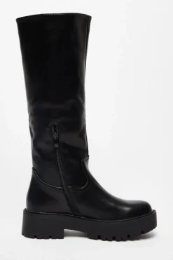 Quiz Black Chunky Knee High Boots Outlet