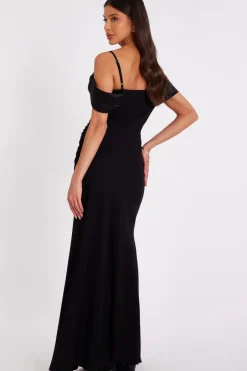 Quiz Black Cold Shoulder Maxi Dress Clearance