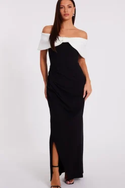 Quiz Black Contrast Bardot Maxi Dress