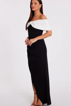 Quiz Black Contrast Bardot Maxi Dress