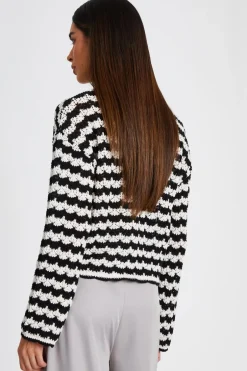 Quiz Black Contrast Knit Jumper Hot