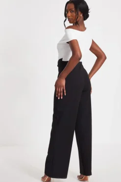 Quiz Black Contrast Palazzo Jumpsuit New