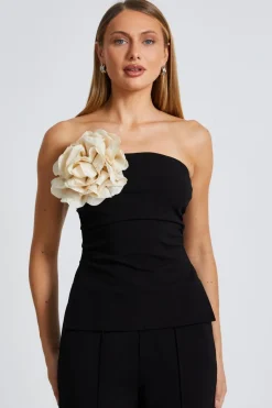 Quiz Corsage Bandeau Top Black Online