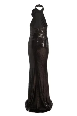 Quiz Black Corsage High Neck Sequin Maxi Dress Discount