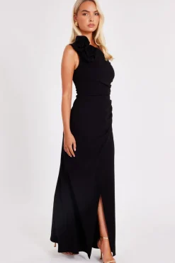 Quiz Corsage Maxi Dress Black Hot