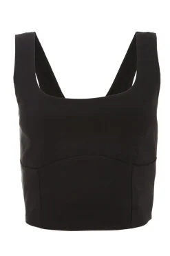 Quiz Corset Detail Crop Top Black Hot