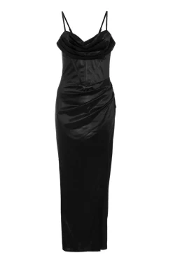 Quiz Cowl Neck Corset Dress Black