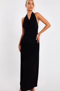 Quiz Cowl Neck Maxi Dress Black Best