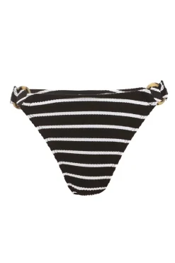 Quiz Black Crinkle Stripe Ring Bikini Bottoms Hot