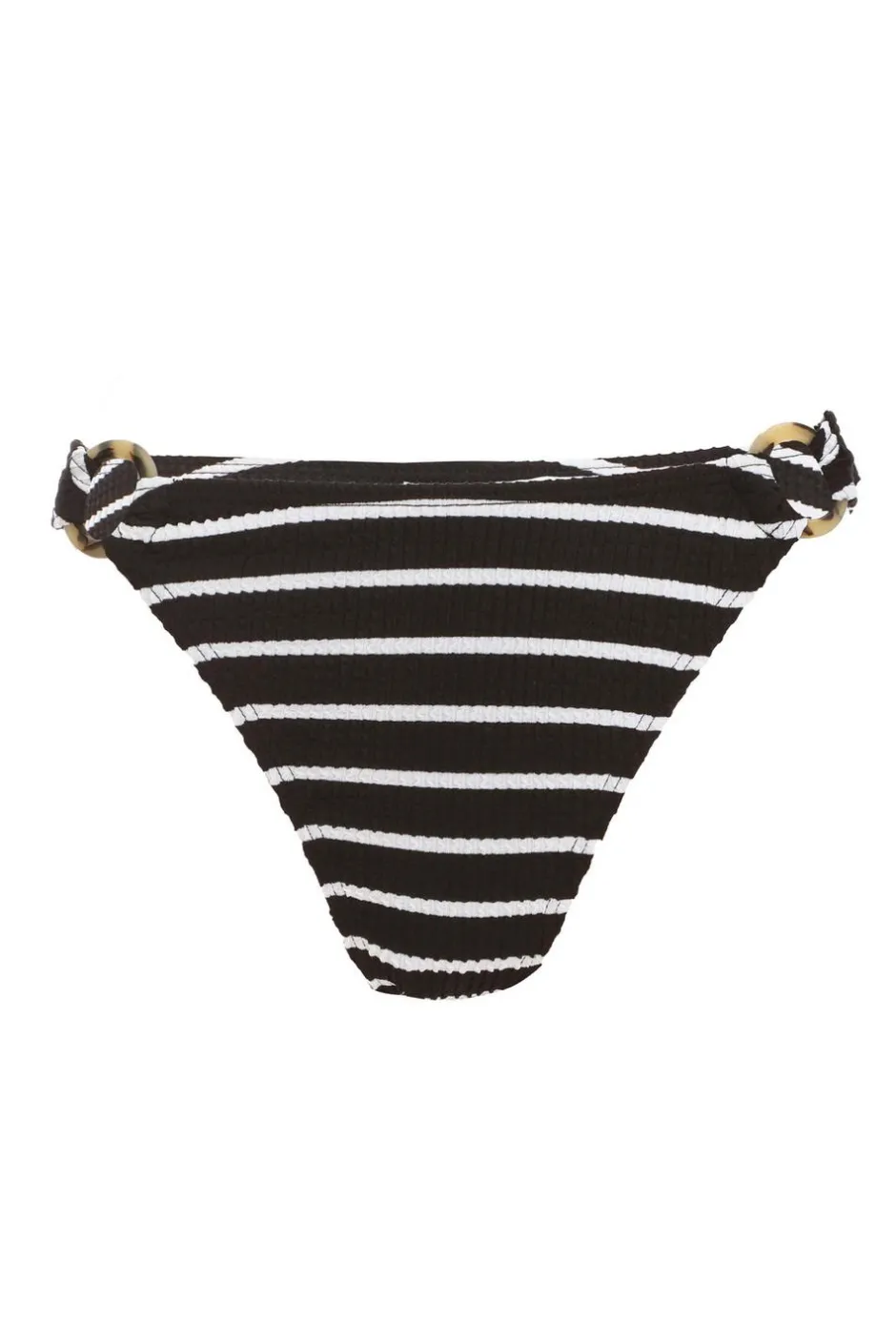 Quiz Black Crinkle Stripe Ring Bikini Bottoms Hot