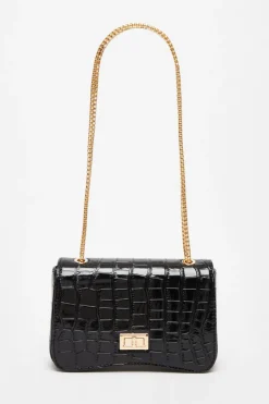 Quiz Black Croc Cross Body Bag Best