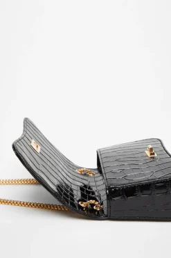 Quiz Black Croc Cross Body Bag Best