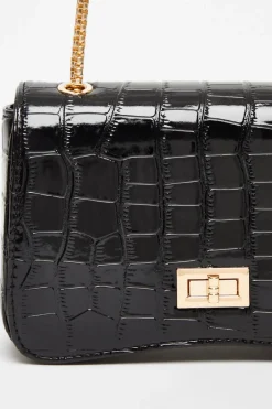 Quiz Black Croc Cross Body Bag Best
