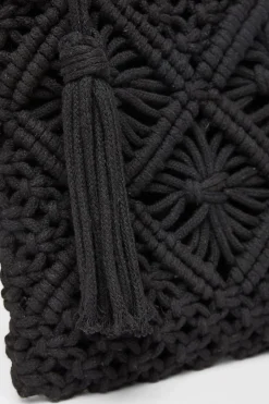 Quiz Crochet Cross Body Bag Black