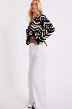 Quiz Black Crochet Knitted Top