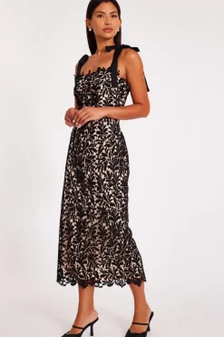 Quiz Black Crochet Lace Midi Dress Best