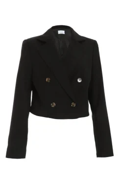 Quiz Cropped Tailored Blazer Black Sale