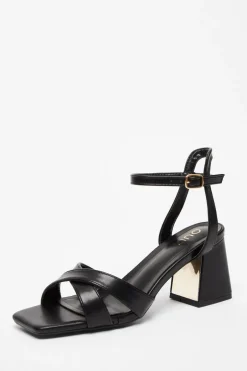 Quiz Black Cross Strap Heeled Sandal Outlet