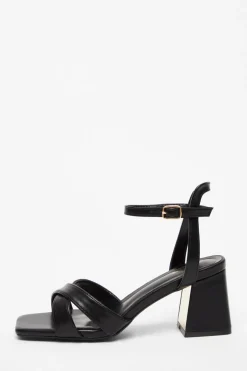 Quiz Black Cross Strap Heeled Sandal Outlet