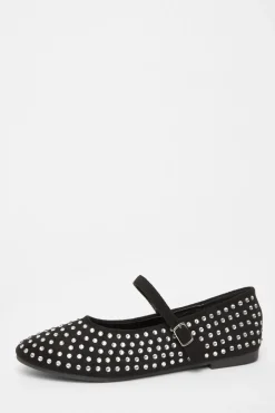 Quiz Diamante Ballet Pumps Black Hot
