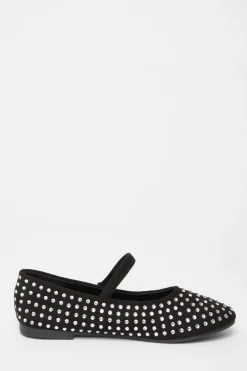 Quiz Diamante Ballet Pumps Black Hot