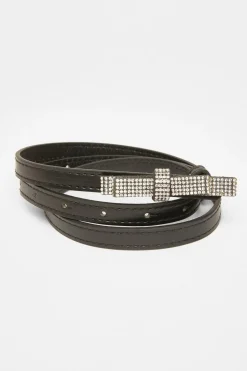 Quiz Black Diamante Bow Belt Online