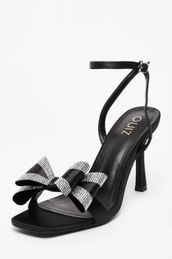 Quiz Diamante Bow Heels Black Outlet