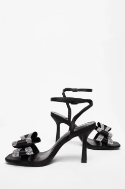 Quiz Diamante Bow Heels Black Outlet