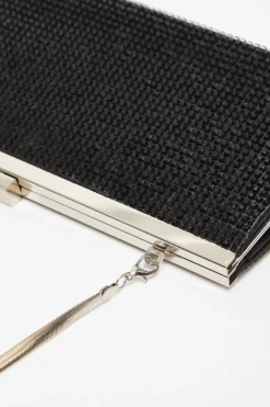 Quiz Diamante Clutch Bag Black Online