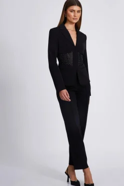 Quiz Black Diamante Corset Blazer Online