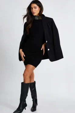 Quiz Diamante Embellished Dress Black