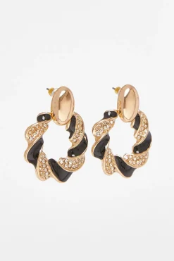 Quiz Black Diamante Enamel Earrings Clearance