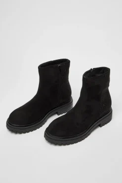 Quiz Black Diamante Faux Suede Ankle Boots Outlet