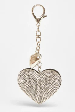 Quiz Diamante Heart Bag Charm Black Best