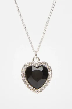 Quiz Black Diamante Heart Layered Necklace Clearance
