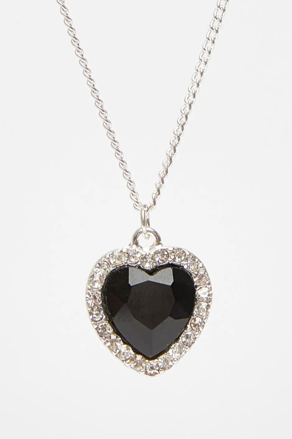 Quiz Black Diamante Heart Layered Necklace Clearance