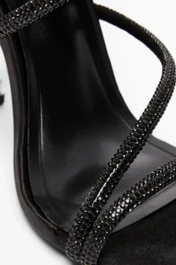 Quiz Diamante Heeled Sandals Black