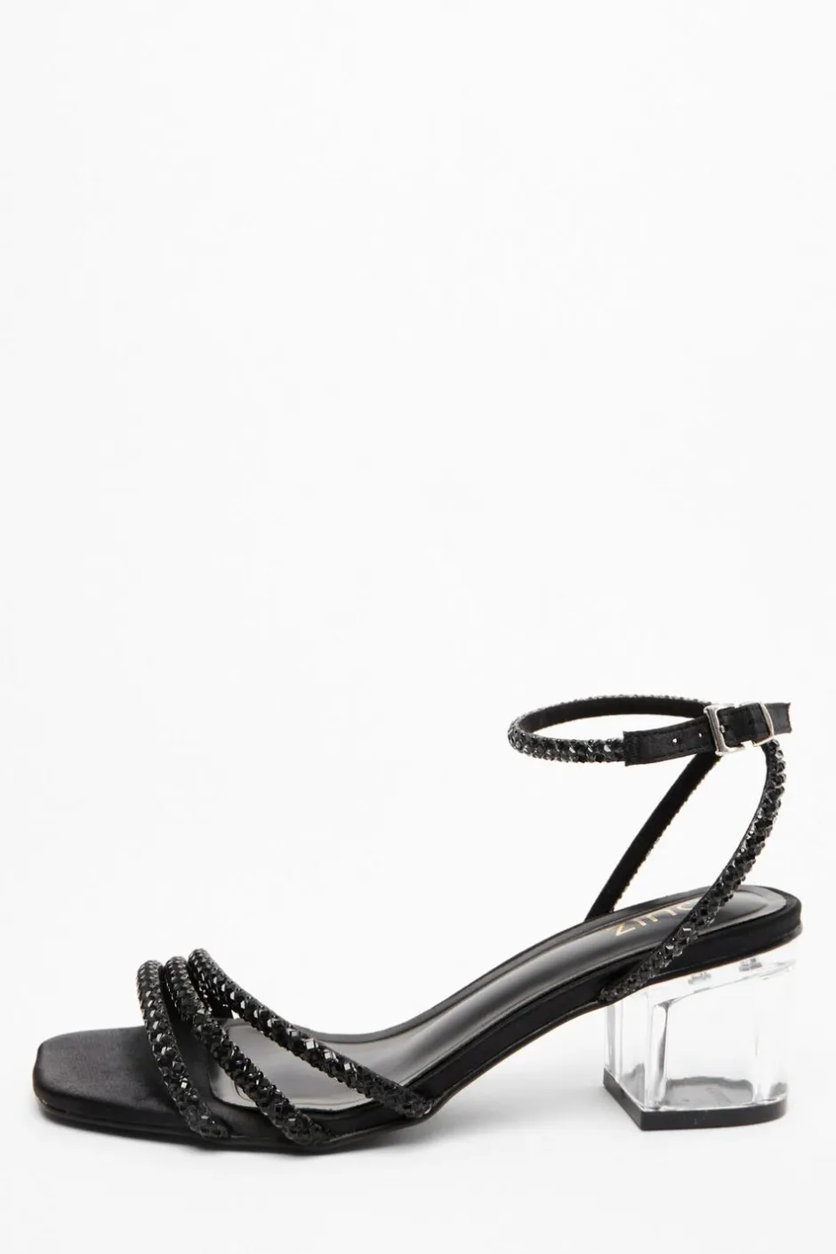 Quiz Diamante Strap Low Heel Sandals Black Outlet
