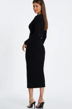 Quiz Black Diamante Trim Jumper Dress