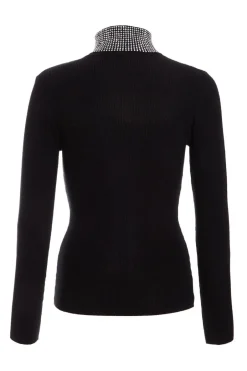 Quiz Diamante Turtle Neck Jumper Black Hot