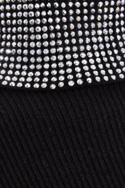 Quiz Diamante Turtle Neck Jumper Black Hot