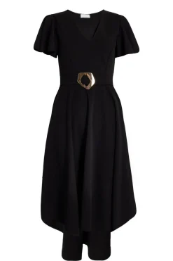 Quiz Dip Hem Midi Dress Black New