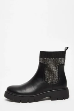 Quiz Black Embellished Chunky Ankle Boots Hot
