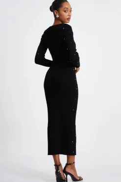Quiz Black Embellished Knit Cropped Jumper Clearance