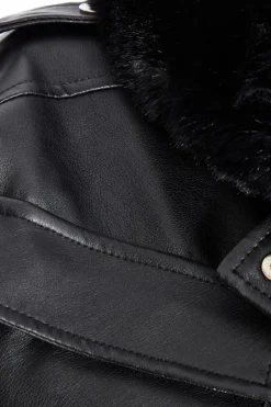Quiz Faux Fur Bomber Jacket Black Clearance